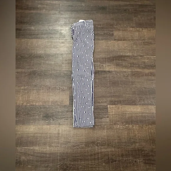 Anthropologie Blue and Cream Textured Fabric The Essential Slim Pant Size 2 - Picture 3 of 6